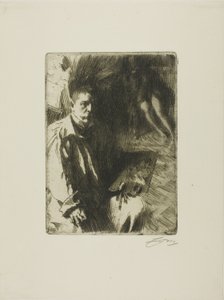 Självporträtt med Model II av Anders Leonard Zorn