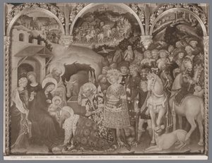 Fotoreproduktion av målningen Adoration of the Magi av Gentile da Fabriano Firenze, Adorazione dei Magi (Gentile da Fabriano) Gall. Antica e Mod. (titel på objekt) av Anderson (firma)