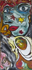 BLUE GIRL AND VEILED WOMAN, 2012 (akryl på juteduk uppspänd på en träram) av Ando Gilardi