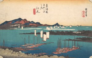 Avlägsen utsikt över Miho Beach från Ejiri, ca. 1834., ca. 1834. av Ando Hiroshige