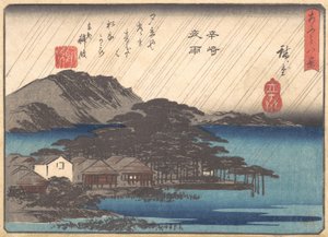 Kvällsregn vid Karasaki Pine Tree, ca. 1834-35.