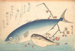 Fugu och Inada Fish, från serien Uozukushi Every Variety of Fish, 1840-talet, 1840-talet. av Ando Hiroshige