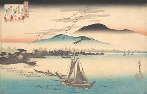 Gäss flyger ner till Katada. av Ando Hiroshige