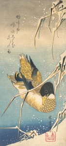 Gräsand och snötäckta vass, ca. 1832., ca. 1832. av Ando Hiroshige