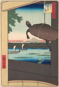 10 000 Yen B, Fukagawa, 1858. , 1858. av Ando Hiroshige