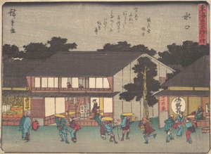 Mizuguchi, va? 1838. , mygga. 1838. av Ando Hiroshige