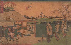 Figur av Mukojima Hiller Rock, ? 1840. , mygga. 1840. av Ando Hiroshige