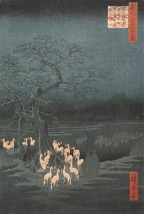 Nyårsafton Foxfires vid Changing Tree, Oji, ca. 1857., ca. 1857.