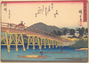 Okazaki, från serien The Fifty-three Stations of the Tokaido Road, tidigt..., tidigt 1900-tal. av Ando Hiroshige