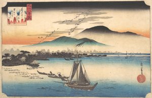 Återkommande gäss vid Katada, 1800-talet. av Ando Hiroshige