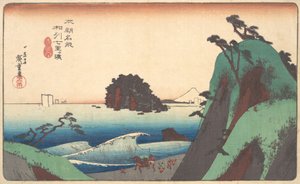 Oraffinerad sake, Shichiri är stranden, eller hur? 1830. , mygga. 1830. av Ando Hiroshige