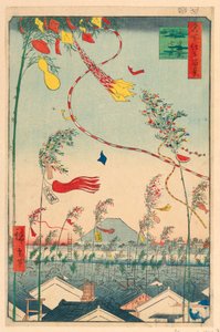 Staden välmående med Tanabata-festivalen (Shichu han-ei, Tanabata matsuri) Från serien Hundra utsikter över Edo