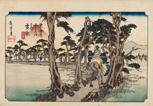 Oh DBock p Hayashi - Yoshiwara lämnade Fuji, 19:e linjen Tsury. av Ando Hiroshige