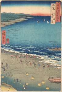 Yasashi Beach, känd som Kujukuri, Kazusa-provinsen, från serien Views of Famous Pla..., ca. 1853. av Ando Hiroshige
