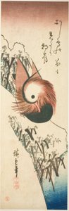 En mandarinand på en snöig bank av Ando or Utagawa Hiroshige