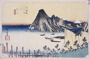 En vy av Imagiri av Ando or Utagawa Hiroshige
