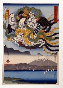 Amaterasu solens gudinna på berget Fuji