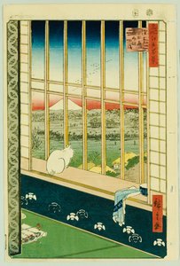 Asakusa risfält under tuppens festival av Ando or Utagawa Hiroshige