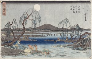 Catching Fish by Moonlight on Tama River, från serien 
