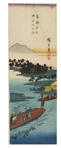 Crossing at the Sumidagawa River från serien Famous Views of the Eastern Capital, c.1837-1838 (träblocktryck på papper) av Ando or Utagawa Hiroshige