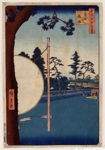Japanskt tryck: Hippodromen i Takata (Tokyo, Japan). (Serie hundra berömda vyer av Edo). (Hästbanan vid Takata. Hundra berömda utsikter över Edo). Verk av Utagawa Hiroshige (1797-1858), träsnitt av Ando or Utagawa Hiroshige
