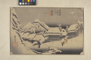 Kvällssnö på Kambora av Ando or Utagawa Hiroshige