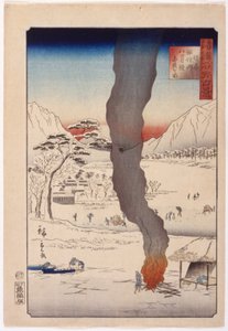 Fiske Vid Suwa Lake I Shinano av Ando or Utagawa Hiroshige