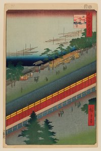 Hallen med de trettiotre vikarna, Fukagawa av Ando or Utagawa Hiroshige