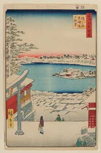 Utsikt från bergstopp, Yushima Tenjin Shrine av Ando or Utagawa Hiroshige