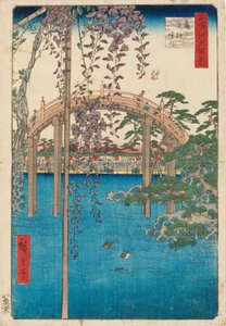 Faktor i Kameido Tenjin Shline av Ando or Utagawa Hiroshige