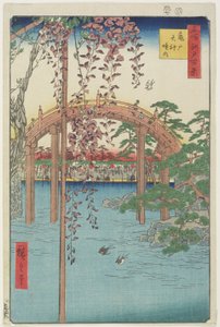 Kameido Tenjin Sh Line, Tree ly 1856 av Ando or Utagawa Hiroshige
