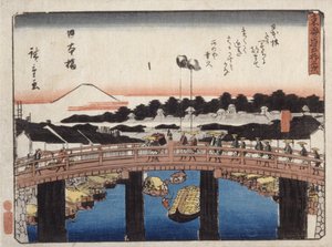 Nihonbashi (träblock i färg) av Ando or Utagawa Hiroshige