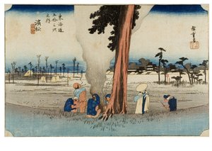 Nr 30 Hamamatsu - En ödslig vinterscen, Edo-perioden, ca 1833-34 (träsnitt på papper) av Ando or Utagawa Hiroshige