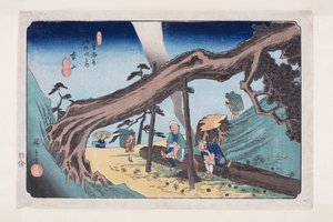 Nr 33, Motoyama (träblock i färg) av Ando or Utagawa Hiroshige