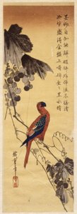 Papegoja och vinrankor (träblock i färg) av Ando or Utagawa Hiroshige