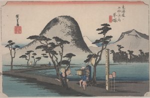 Vägen genom ett risfält, 1834 av Ando or Utagawa Hiroshige