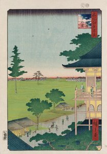 Sazai Hall, Five Hundred Raken [Temple]", från serien "One Hundred Views of Famous Places in Edo" av Ando or Utagawa Hiroshige