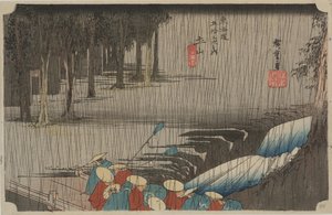Vår regn av Ando or Utagawa Hiroshige