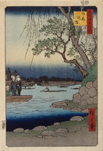 Stallvall (trätryck i färg) av Ando or Utagawa Hiroshige