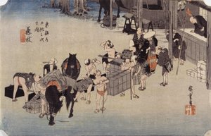 Station 23, Fujieda (trätryck i färg) av Ando or Utagawa Hiroshige