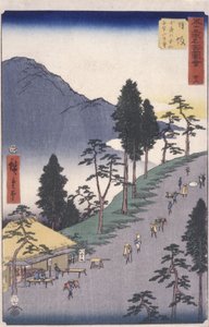 Station 26, Nissaka (trätryck i färg) av Ando or Utagawa Hiroshige