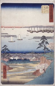 Station 2, Shinagawa (träblockstryck) av Ando or Utagawa Hiroshige