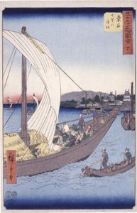 Station 43, Kuwana (träblock i färg) av Ando or Utagawa Hiroshige