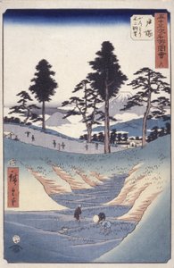 Station 6, Totsuka (träblockstryck) av Ando or Utagawa Hiroshige