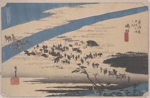Suruga version k av te hey river av Ando or Utagawa Hiroshige