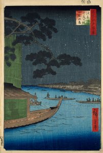 "Framgångens tall" vid Onmaya Embankment, Asakusa River av Ando or Utagawa Hiroshige
