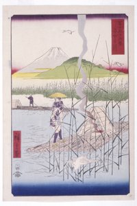 Sagamifloden (Sagamigawa) (träblock i färg) av Ando or Utagawa Hiroshige