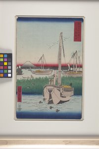 Tsukuda Offing In The Eastern Capital (T?to: Tsukuda Oki) (träblock i färg) av Ando or Utagawa Hiroshige