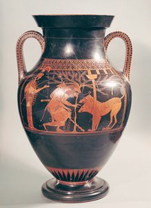 Attic röd-figur buken amfora föreställer Herakles fångar Kerberus, grekiska, från Aten, 6: e århundradet f.Kr. (keramik)