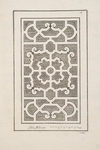 Design för Parterre, från Theatre des Plans et Jardinages, pub.1652 (gravyr) av André Mollet